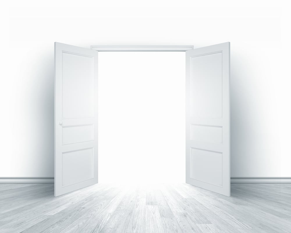 Doors opening to a bright light