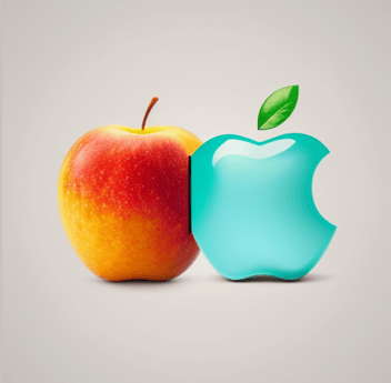 image rendering of an apple with another apple